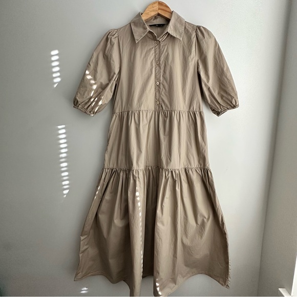 WB whiteblack Dresses & Skirts - WhiteBlack Elegant Tan Front Button Down Women's Dress XS